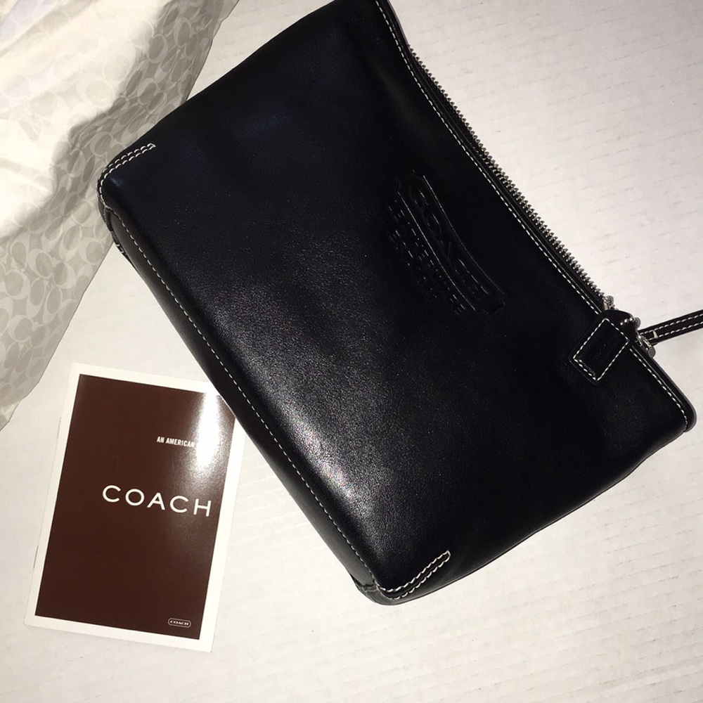 New Coach leather ware black satchel medium cosmetic bag